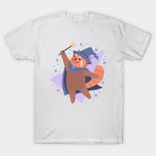 Cute Wizard Red Panda Drawing illustration T-Shirt